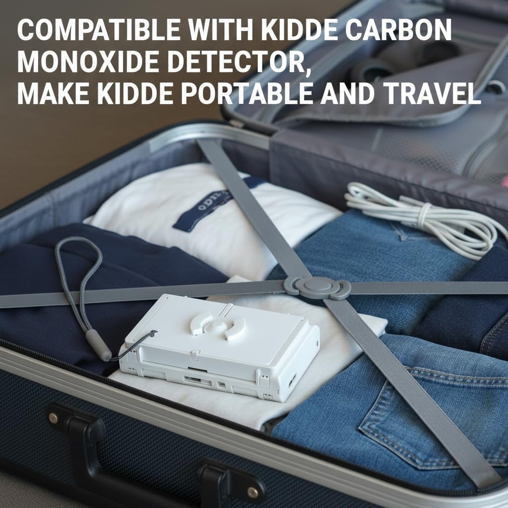 No-Drill Mount for Kidde Carbon Monoxide Alarms Replacement Upgrade Battery Back Cover with Lanyard, Portable Design & Quick-Release Bracket (Not Included Kidde Carbon Monoxide Alarms) (2)