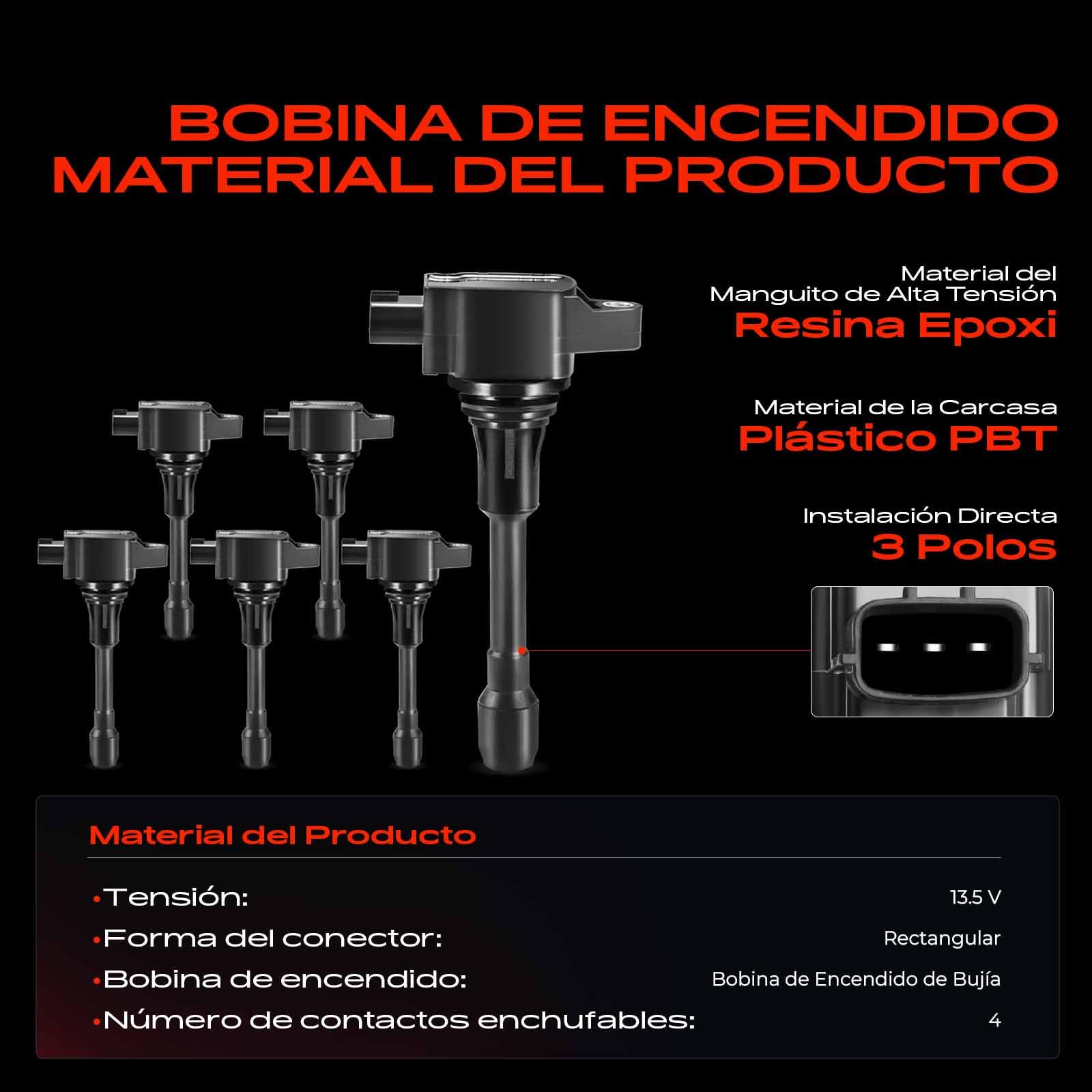 Frankberg 3x Bobinas de encendido Gasolina Compatible con Golf IV 1J1 1.4L Golf VI 5K1 1.4L Golf V 1K1 1.4L Polo 6C1 6R1 1.4L Polo 6C1 6R1 1.2L Replace# 36905715