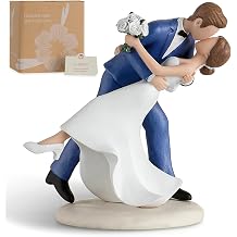4.7 Classy Bride and Groom Cake Toppers 0.5LBS with Secure Base | Hand-painted resin figurine with gift-ready box, lovely family gifts for newlyweds, engaged, wedding anniversary celebrations