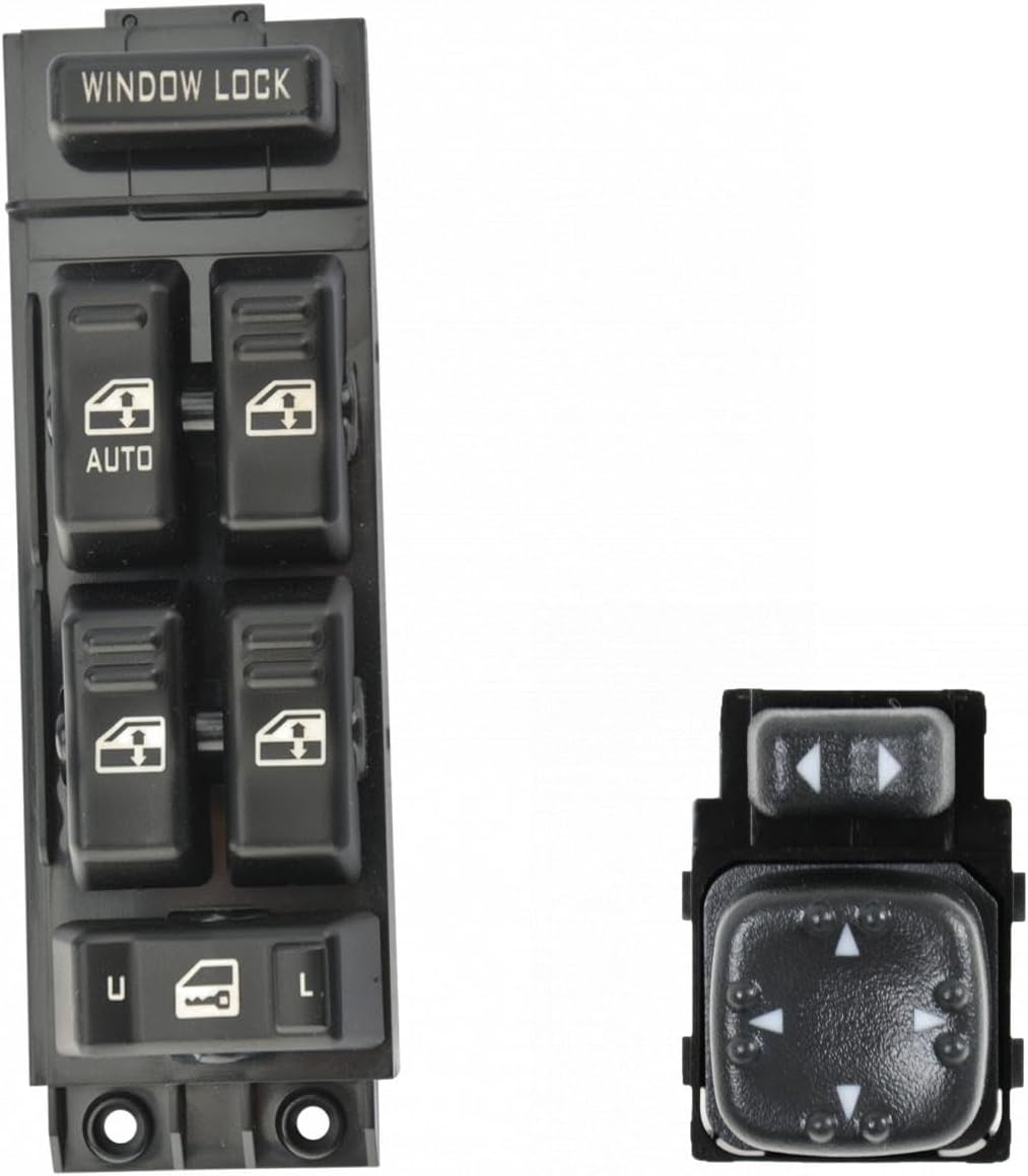 TRQ 2pc Front Master Power Window & Mirror Switch Kit for Chevy GMC Truck SUV