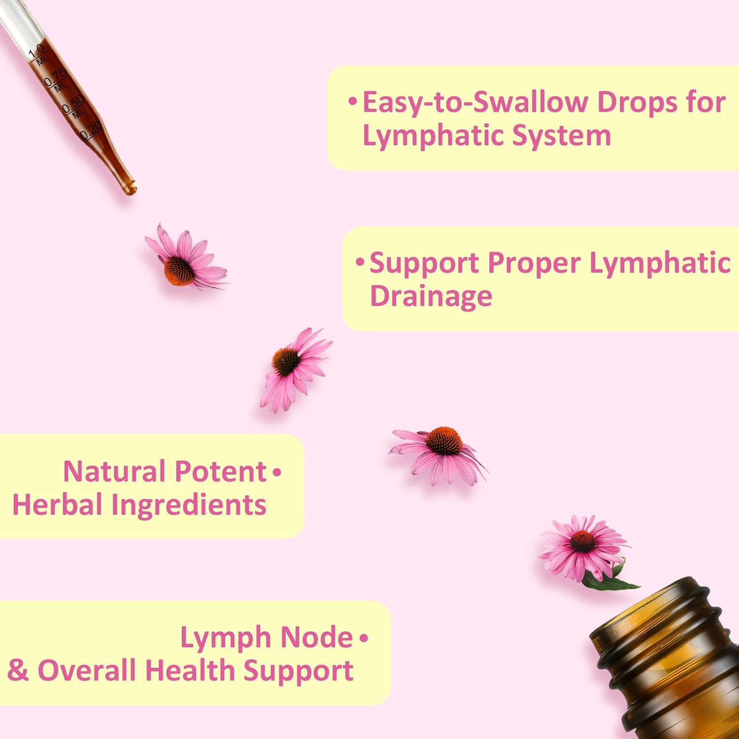Liposomal Lymphatic Drainage Drops, Lymphatic Drainage Supplements with Echinacea,Calendula,Burdock,Dandelion,Turmeric,Elderberry, Lymph System Support & Immune Health, Alcohol & Sugar Free – 2 fl oz - Image 4