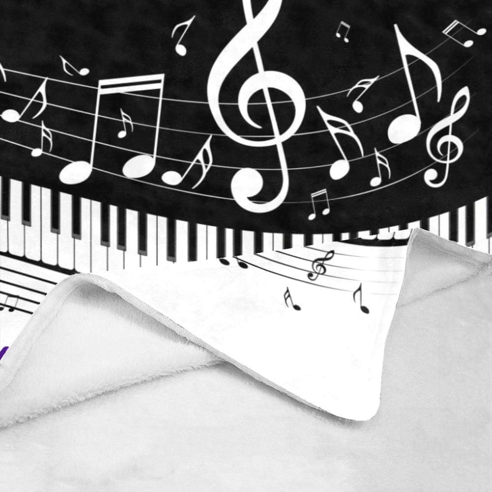 Custom Blanket with Name Text,Personalized Abstract Piano Keys Music Super Soft Fleece Throw Blanket for Couch Sofa Bed (50 X 60 inches)