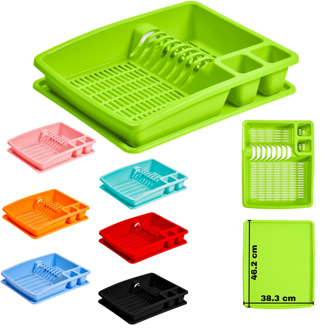 Buzztrove - Large Size Premium Dish Drainer Rack with Removable Drip Tray – Multi-Color Sink Drainer, Draining Board Rack, Dish Drying Rack for Efficient Kitchen Organization — image 1