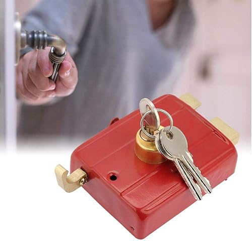 Miniatura 2 de Cerradura de seguridad roja para puerta delantera de 1.772 in-2.165 in, cerradura de seguridad resistente con llaves