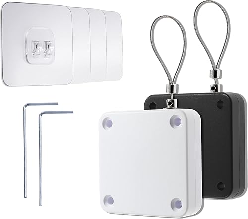 Miniatura 8 de Juego de 2 cierrapuertas con sensor automático sin perforaciones, multifuncional, con cordón, para residencial, comercial, dormitorio, habitación,