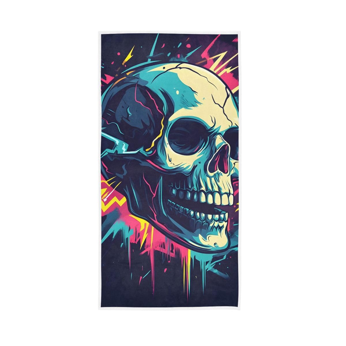HUYGD Skull Colorful Lightning Hand Towels, Multipurpose Bathroom Towel for Bathroom, Gym, Hotel, Spa 15 x 30 Inches