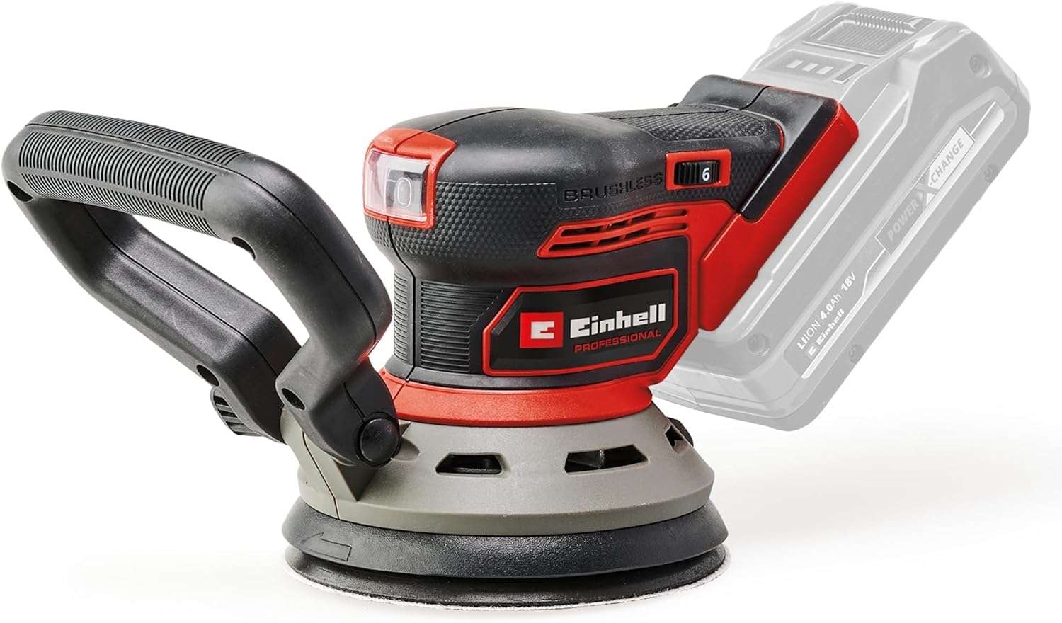 Einhell Professional Lijadora excéntrica con batería TP-RS 18/32 Li BL-Solo Power X-Change (18 V, sin escobillas, circuito oscilante 3,2 mm, disco abrasivo 125 mm, incl. papel de lija, sin batería)