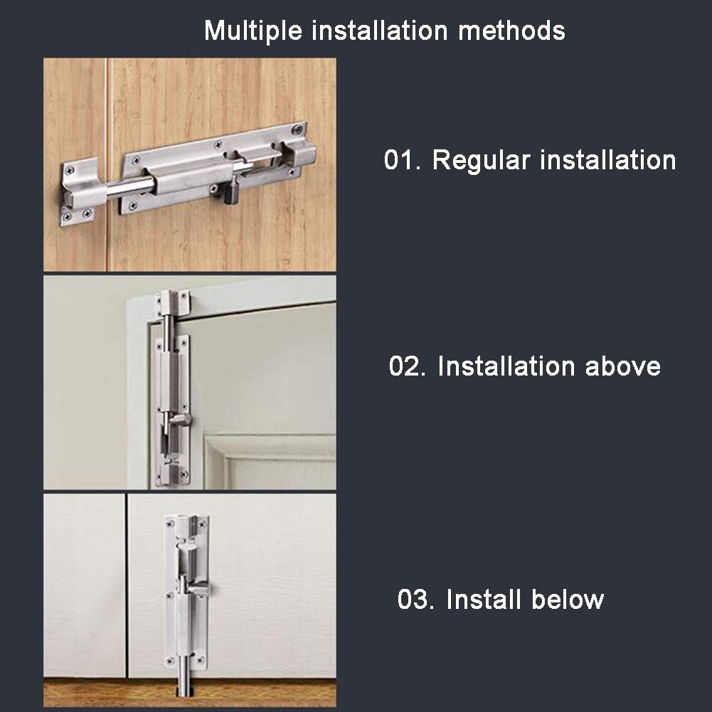 Door Lock,Gate Bolt,Sliding Bolt,2 Pcs Door Lock/Door Catch/Door Bolt Barrel/Sliding Latch for Bathroom Toilet Window Furniture Pet Gate(Color:Silver,Size:4 inch)