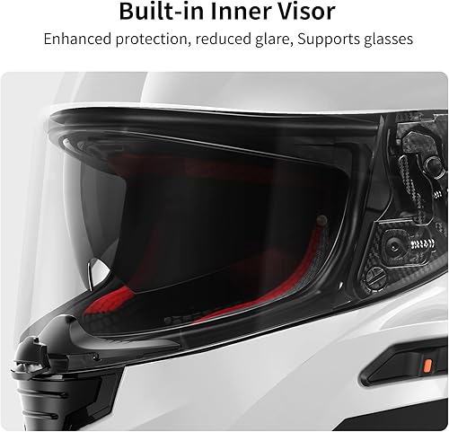 Miniatura 6 de Fodsports FS90 - Casco integral de motocicleta de cara completa con luz trasera LED, casco de moto de calle con visera doble integrado para hombres