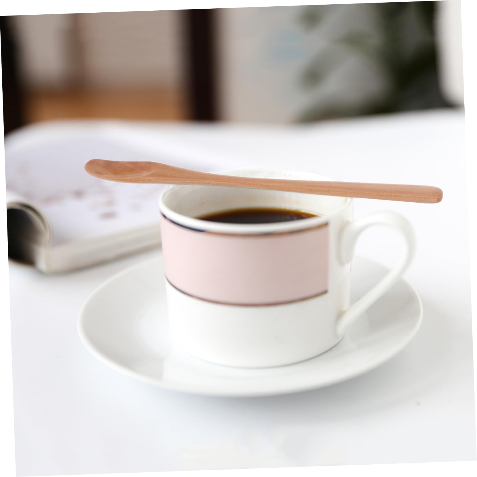 CONGARTENO 5pcs Wooden Mixing Spoon Espresso Spoon Coffee Stir Sticks Tea Spoon Bee Honey Spoon Stirring Scooper Tea Scoop Espresso Stirrer Coffee Whisk Honey Mixing Spoon Honey Stirrer