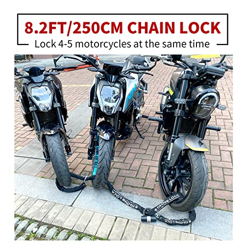 Akm Motorcycle Lock Chain Lock Anti-Theft 8.2Ft/250Cm Super Long Durable 12Mm Thick Bike Chain Lock With 4 Keys Security 16Mm U Lock,For Motorcycles,Containers,Trailers,Atv #TOP5