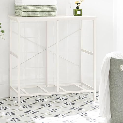Miniatura 9 de Haotian BZR57-W - Cesta de lavandería con estante, cesta de lavandería, clasificadora de ropa con 2 bolsas extraíbles y extraíbles para cuarto de