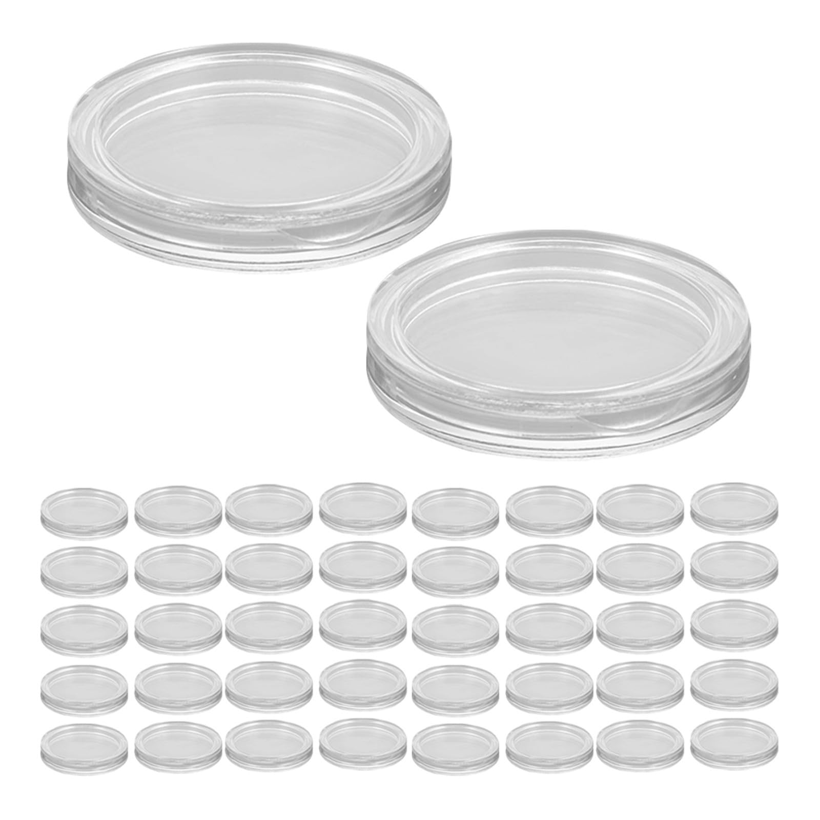 Monedas de 25mm en cápsulas de acrílico redondas con caja organizadora de 200 piezas para vitrina