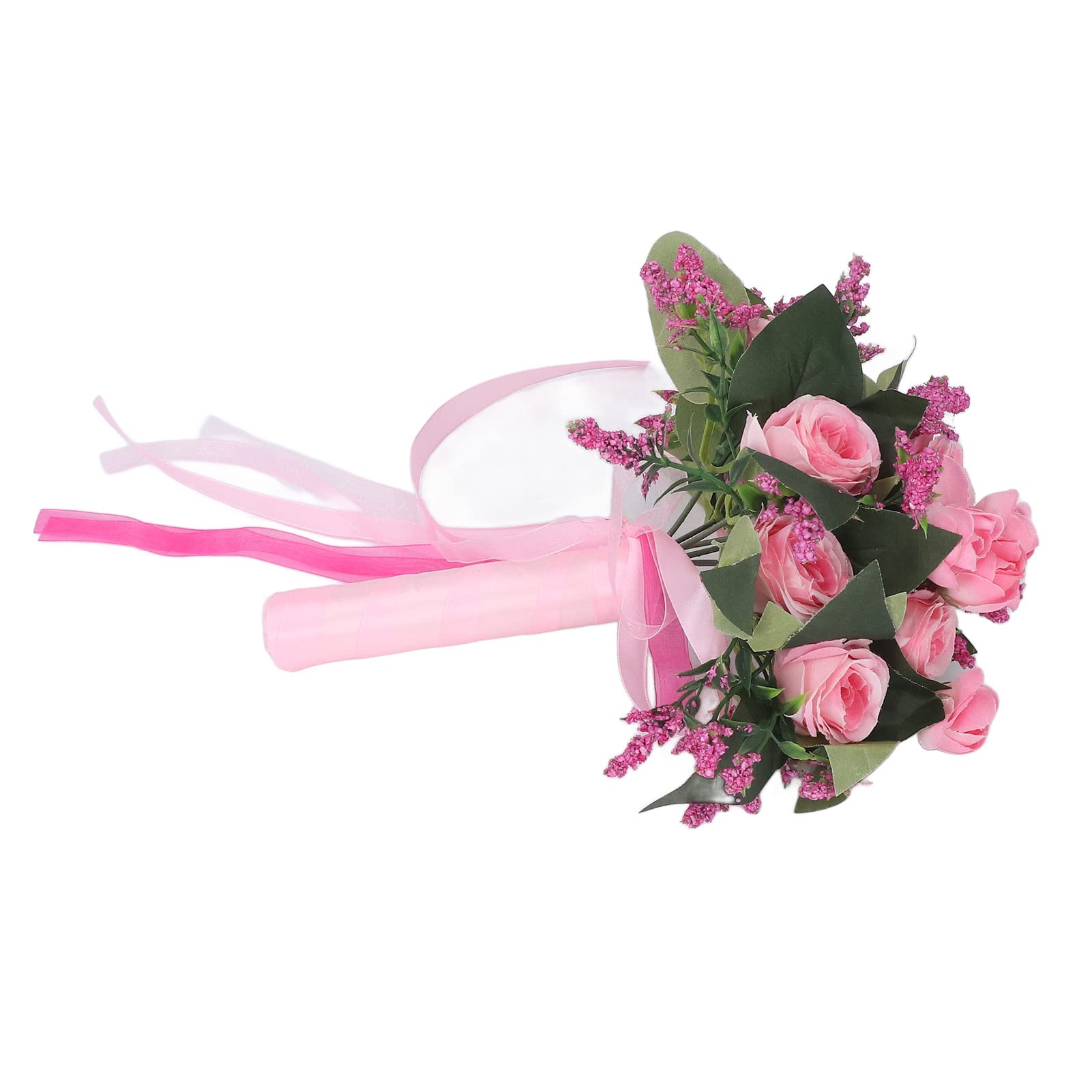 Bukiet ślubny symulacja sztucznej róży ślubny bukiet ślubny druhna trzymająca sztuczne kwiaty realistyczne(Pink)