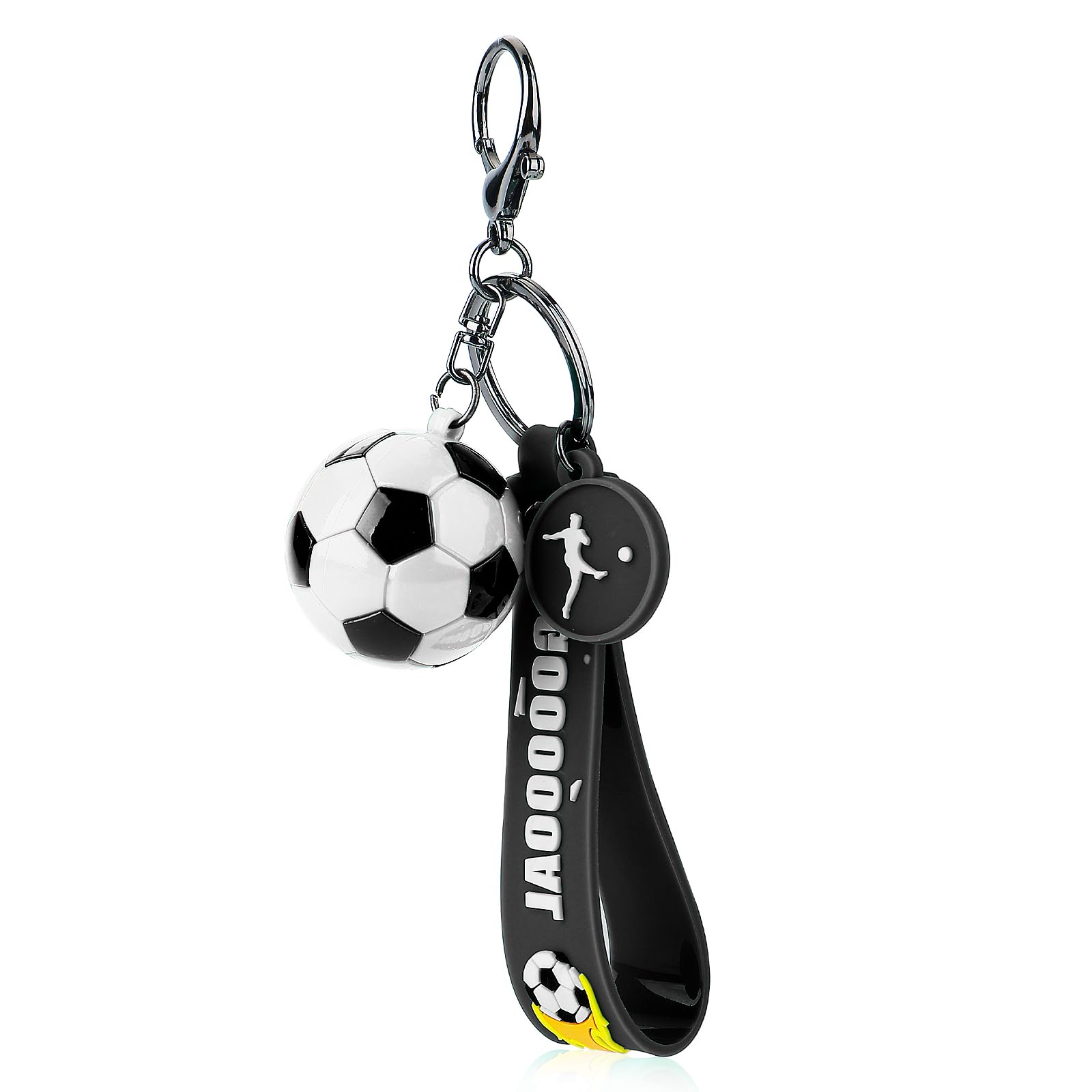 Voetbalsleutelhanger voor jongens, zilveren voetbalschoen, bal, metalen sleutelhanger, nieuwigheid, voetbalsleutelhanger, sportfan, sleutelhangers voor mannen, jongens, vrouwen, tas