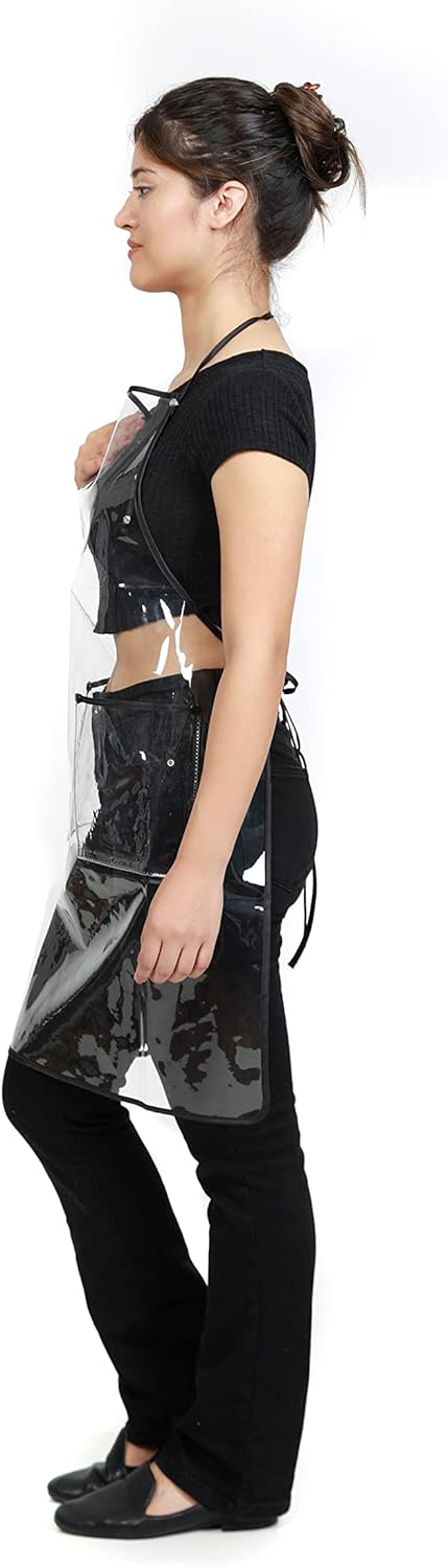 Waterproof Apron With Pockets For Women And Men. Chef, Server, Hairstylist, Dishwasher in Transparent/Clear/Black/White - Image 3