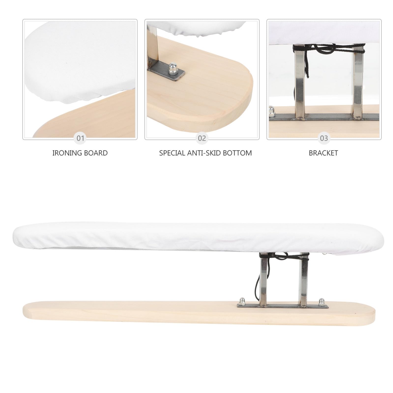 Tavola da Stiro per Stirare Camicie e Abiti Design Compatto in Legno Rivestimento Bianco Ferro a Vapore