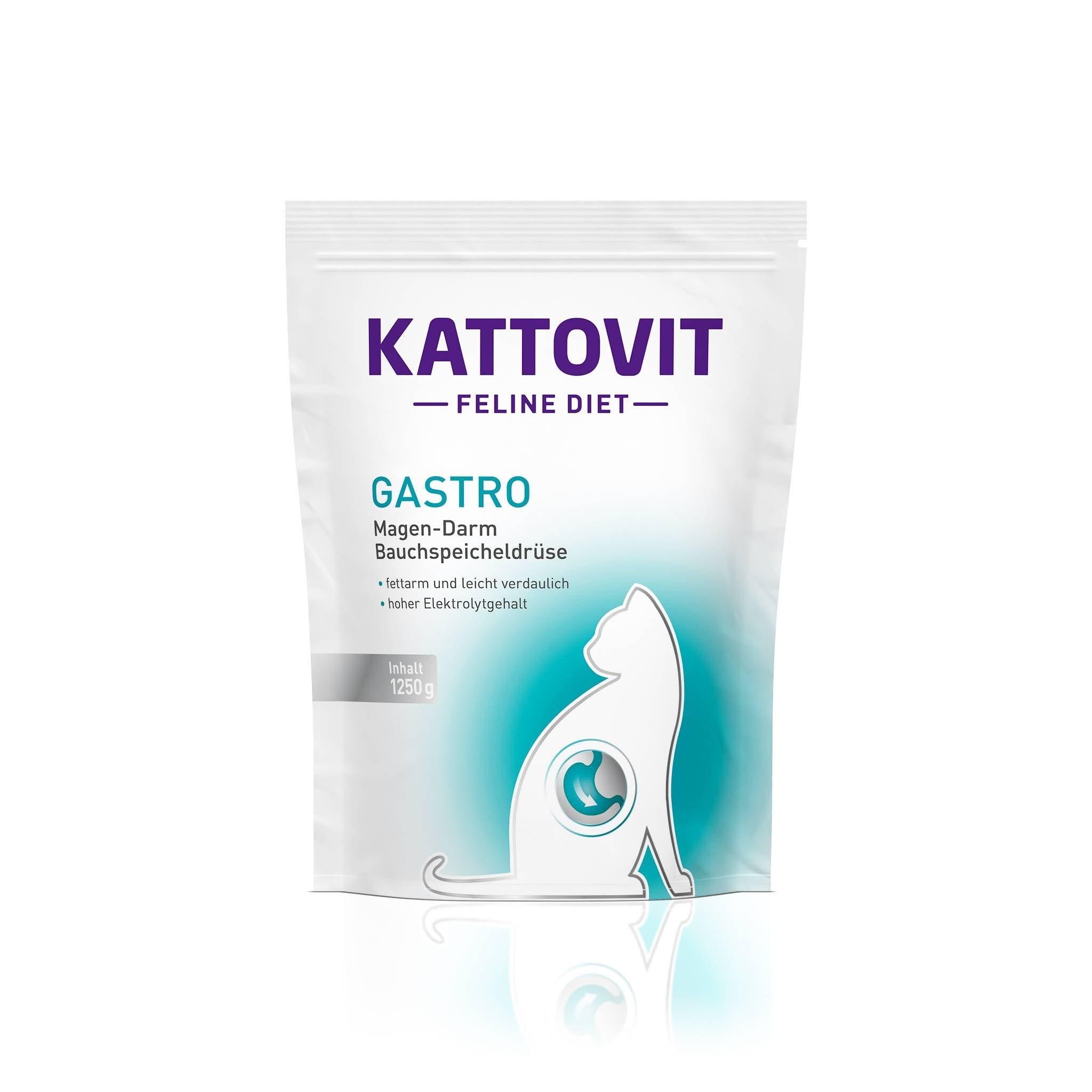 KATTOVIT - Gastro Trockenfutter für Katzen | Katzen-Trockenfutter zur Unterstützung des Magen-Darm-Systems | Diätfutter als Alleinfuttermittel für ausgewachsene Katzen | 1.250 g