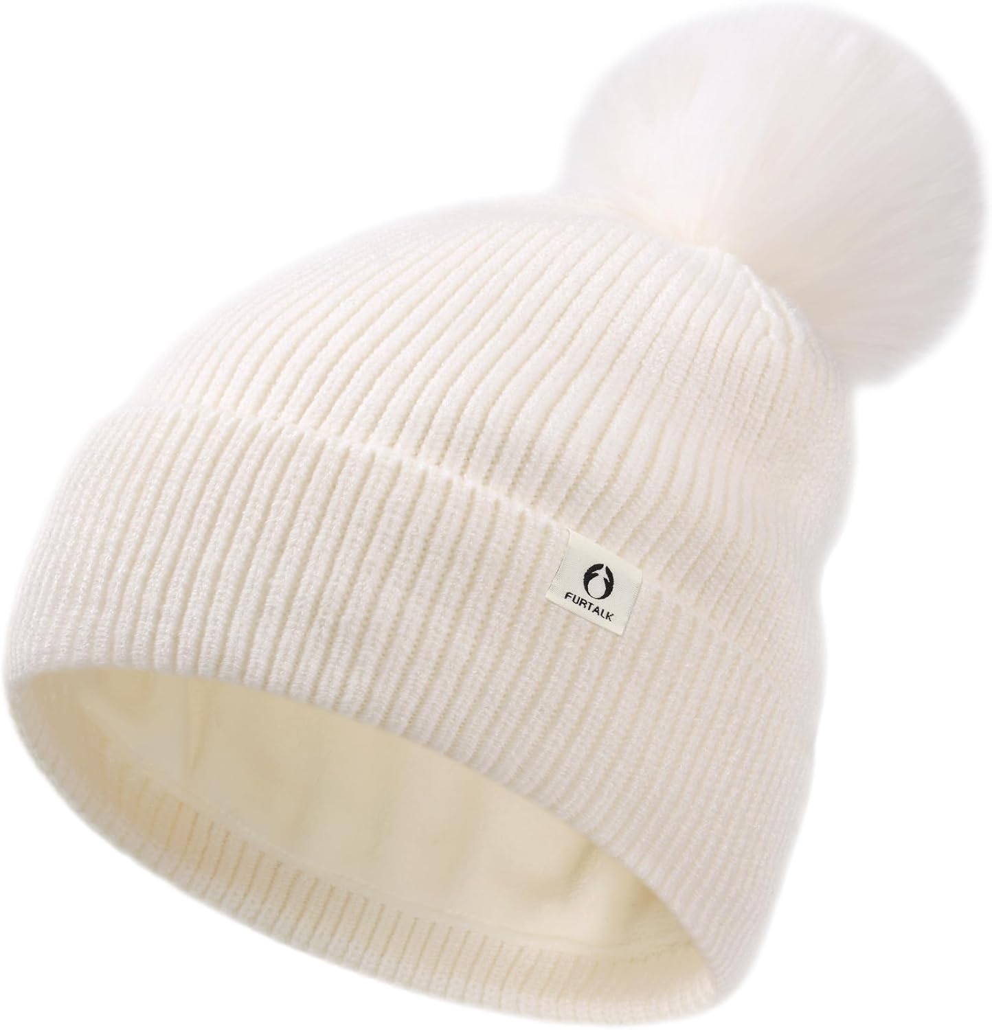 FURTALK Pom Pom Winter Hats for Women Fleece Lined Slouchy Warm Beanie Skull Cap