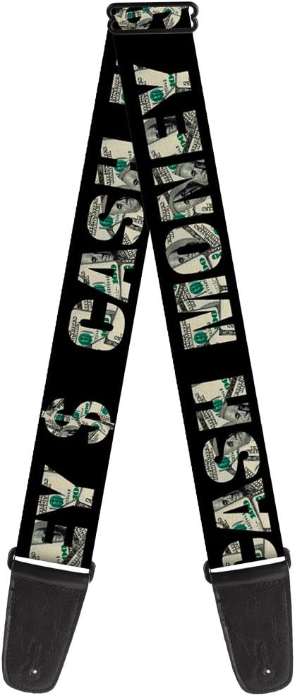 Buckle-Down Guitar Strap Cash Money Black Dollar Bills Fill 2 Inches Wide (GS-W32920)