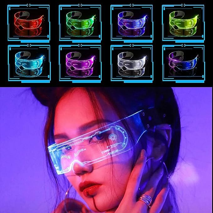 FlexFive Glasses Led Glasses 7 Color Light Up Flashing Lenses Visor