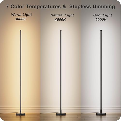 Miniatura 2 de Lámpara de pie regulable con control remoto, lámpara de esquina para sala de estar, dormitorio, oficina, temperatura de color (3000 K-6000 K)