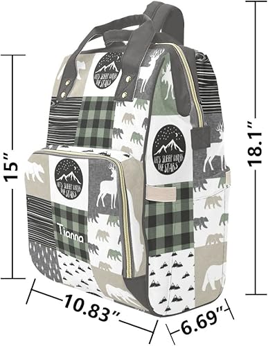 Miniatura 6 de Antler Woodland - Bolsas de pañales a cuadros con nombre impermeable para mamá, mochila de lactancia, bolsas de bebé, regalos para mujeres, Multi 7,