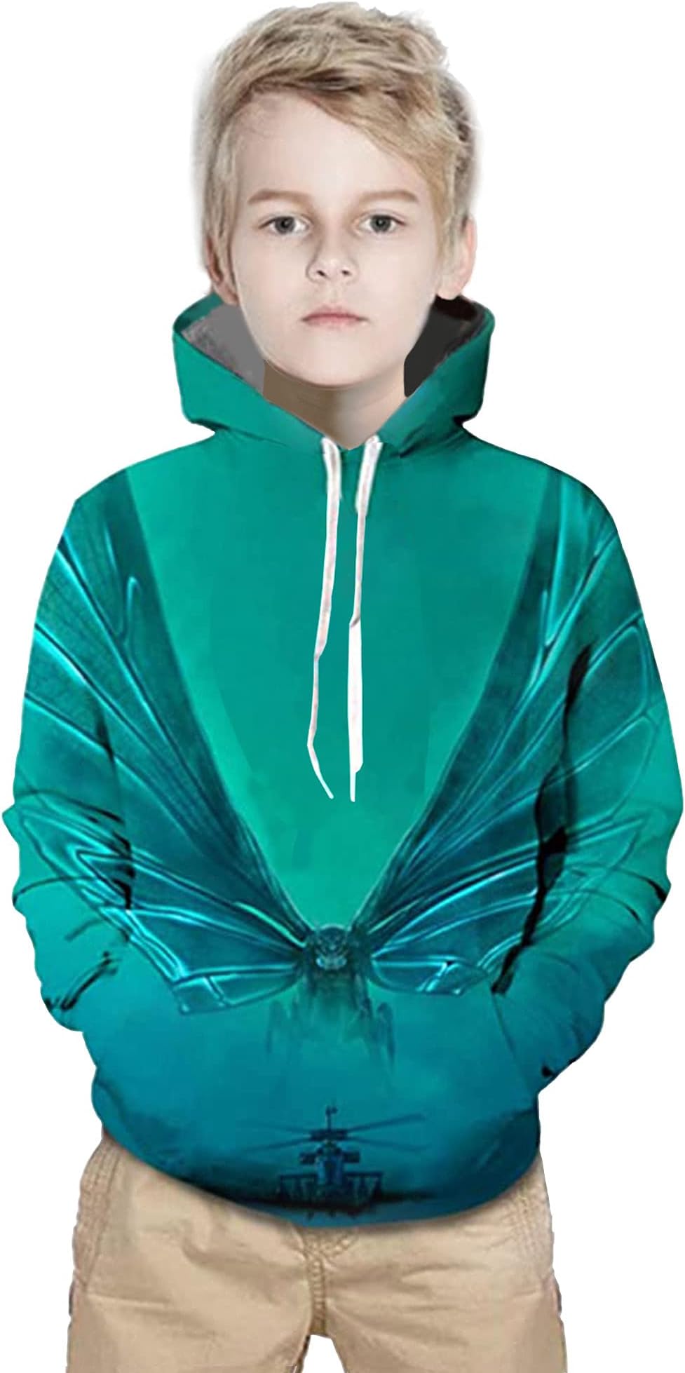 Kids Cartoon Hoodie Boys Monsters 3D Print Dinosaur Hoodie Sweatshirt Hoodies for Kids Long Sleeve Hoodies (Green, Small)