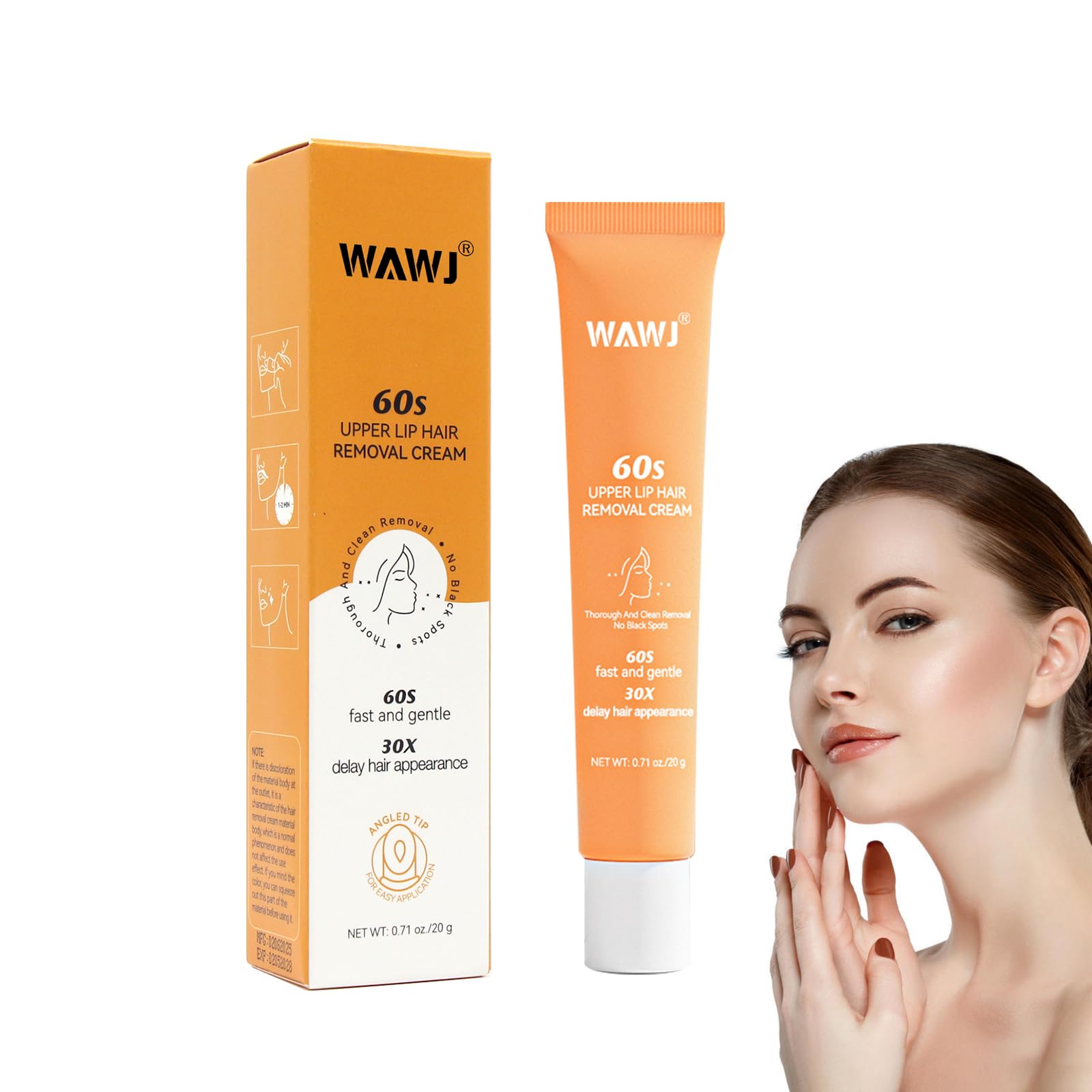 WAWJ® Crema depilatoria facial, Cómoda crema depilatoria, Depilación de las partes íntimas, depilación del labio adecuada para labios superiores, cejas, hombres y mujeres