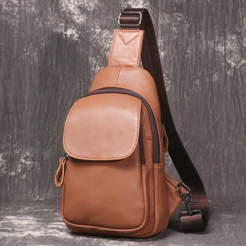Men's Genuine Leather Crossbody Backpack for Outdoor Leisure Multi Functional Use