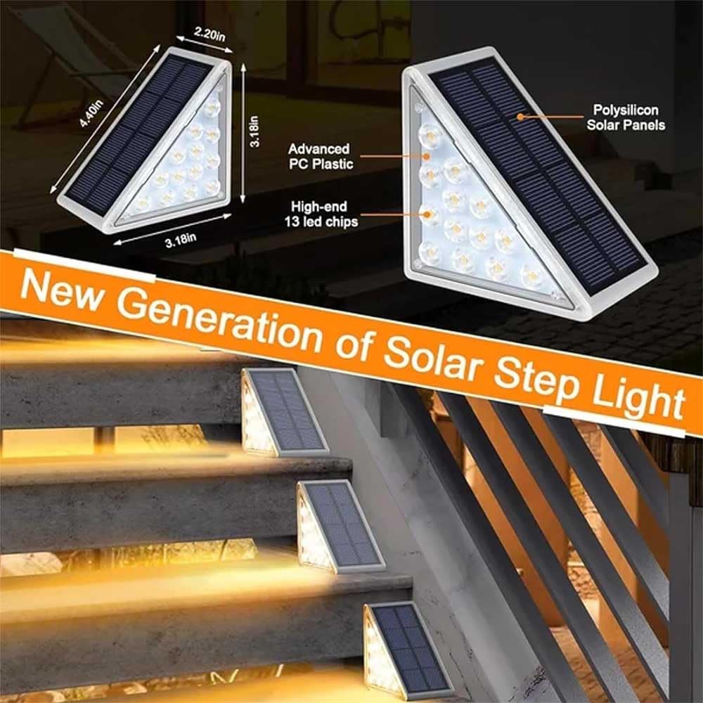 Curb Appeal Lights,2024 New Triangle Solar Step Lights,Instant Curb Appeal,Step Solar Lights Waterproof,Ip67 Waterproof Outdoor Solar Sensor Lights For Steps,Stair,Patio,Yard (White, 8PCS)