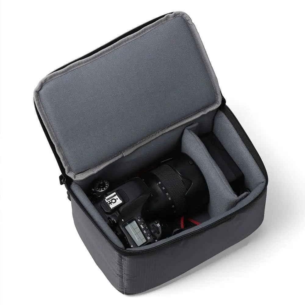 Bolsa for cámara DSLR SLR, portátil, Resistente al Agua, partición Acolchada, Funda for Insertar, Compatible con Canon y Sony, 1 ud.(Light Grey)