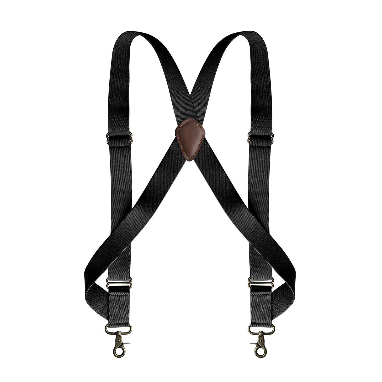 nivaa Mens Suspender Swivel Hook X Shaped Elastic 1.4" Wide Adjustable Suspenders Black-picture-11