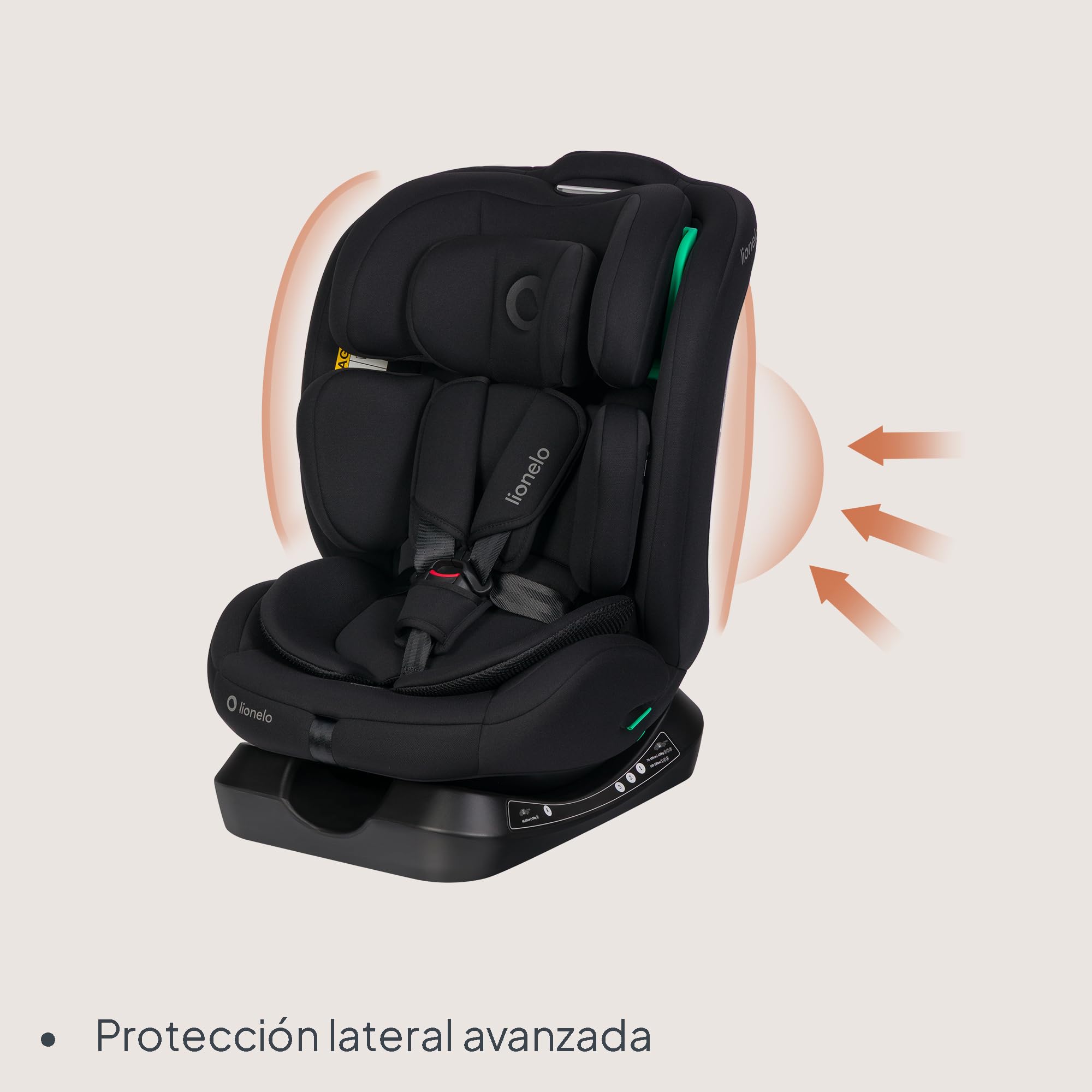 Lionelo Aart i-Size Silla De Coche, Grupo 0/1/2/3, 40-150 cm, 0-12 Años, Instalación Universal Con Cinturón, Reposacabezas Memory Foam Ajustable, a Contramarcha y a Favor de la Marcha, Funda Extraíble
