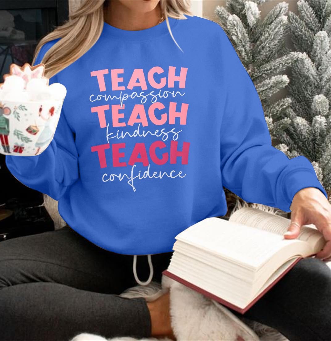 SFHFY Teacher Sweatshirt Women: Teach Kindness Pullover Teacher Life Shirt Special Education Tee Inspirational Tops - Image 5