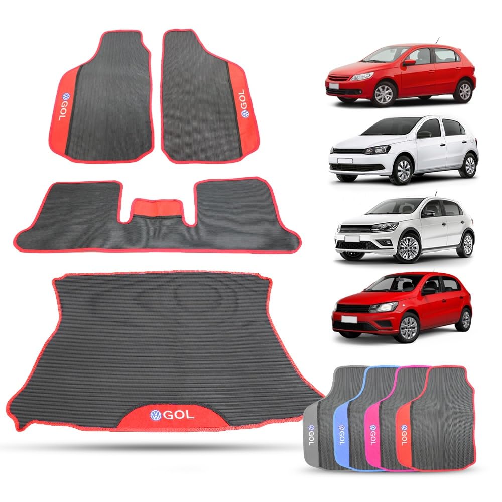 Tapete Automotivo Gol G5 G6 G7 G8 Borracha 3 Peças com Protetor Porta Malas Personalizado