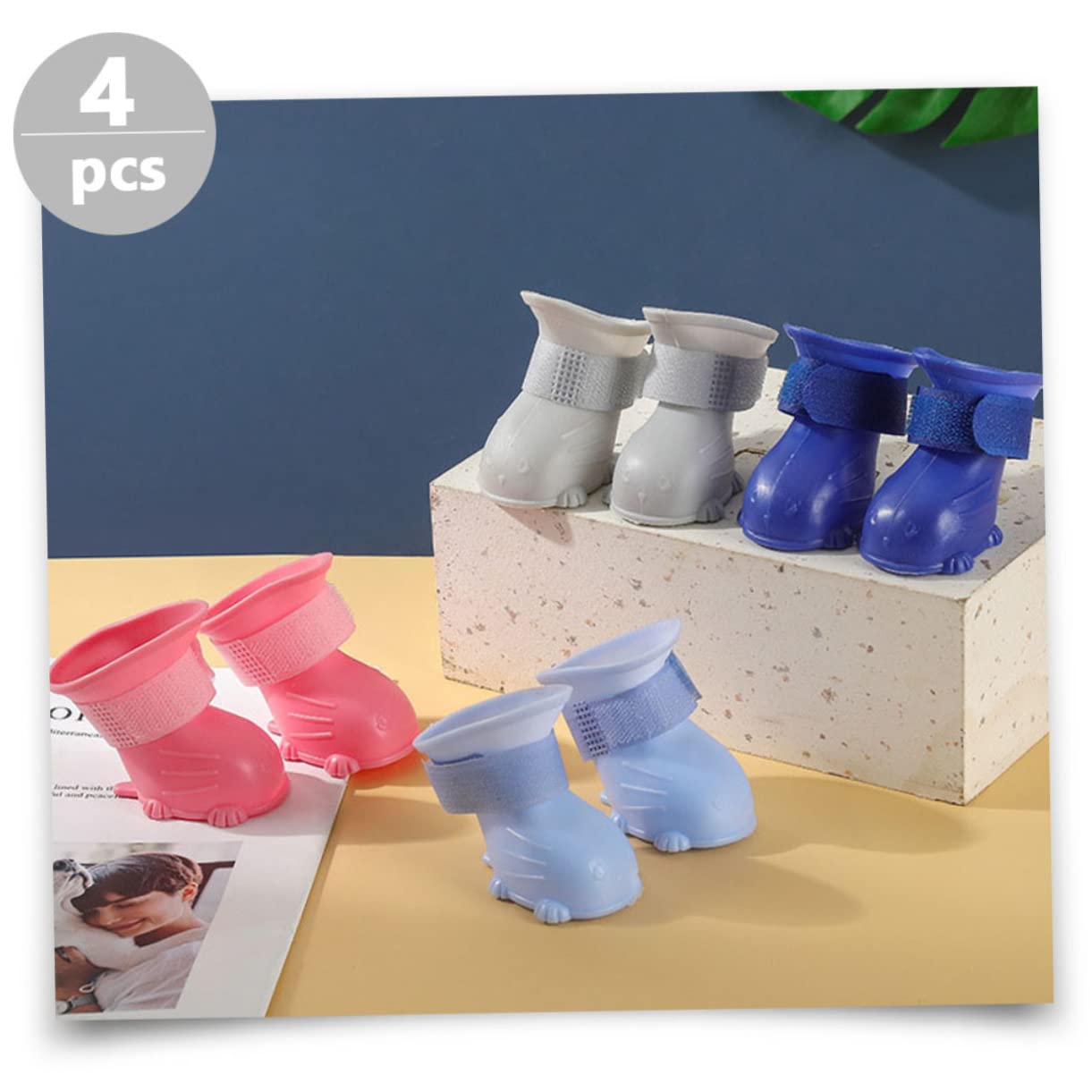 HANABASS 16 Pz Scarpe Impermeabili Scarpe da Pioggia Scarpe Invernali Stivali da Pioggia per Cani Scarpe per Cani da Compagnia Forniture per Animali Domestici Stivali per Cani Fare Un Passo