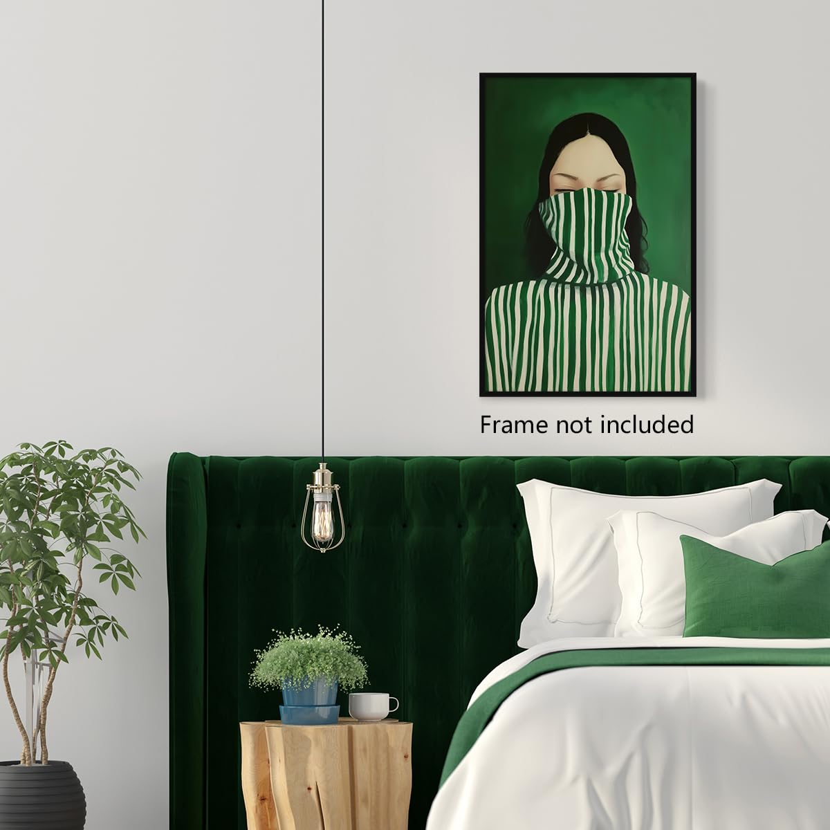 Smaragdgrünes Frauen-Porträt Poster – Abstrakt, Minimalistisch, 20,3 X ... Cm, Leinwand-Kunst Fürs Zimmer