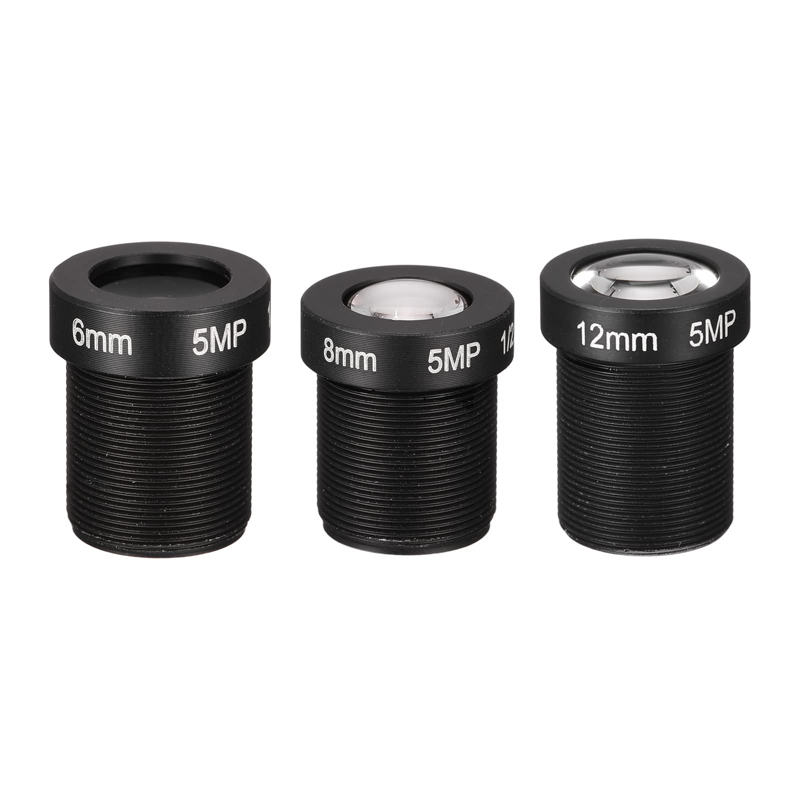 QUARKZMAN CCTV Objectif 6mm/8mm/12mm 5MP F2.0 FPV Grand Angle pour CCD Caméra, 3 Paquet