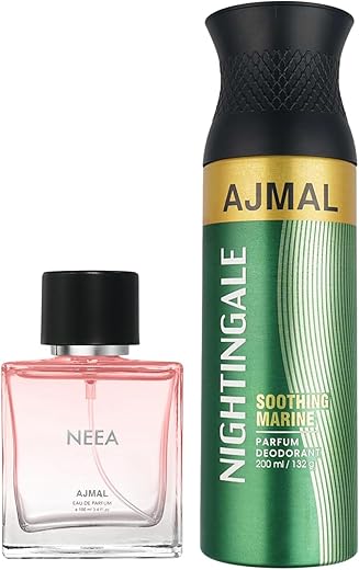 Ajmal Neea EDP for Women & Nightingale Deodorant for Men & Women, 300 ml, Pack of 2
