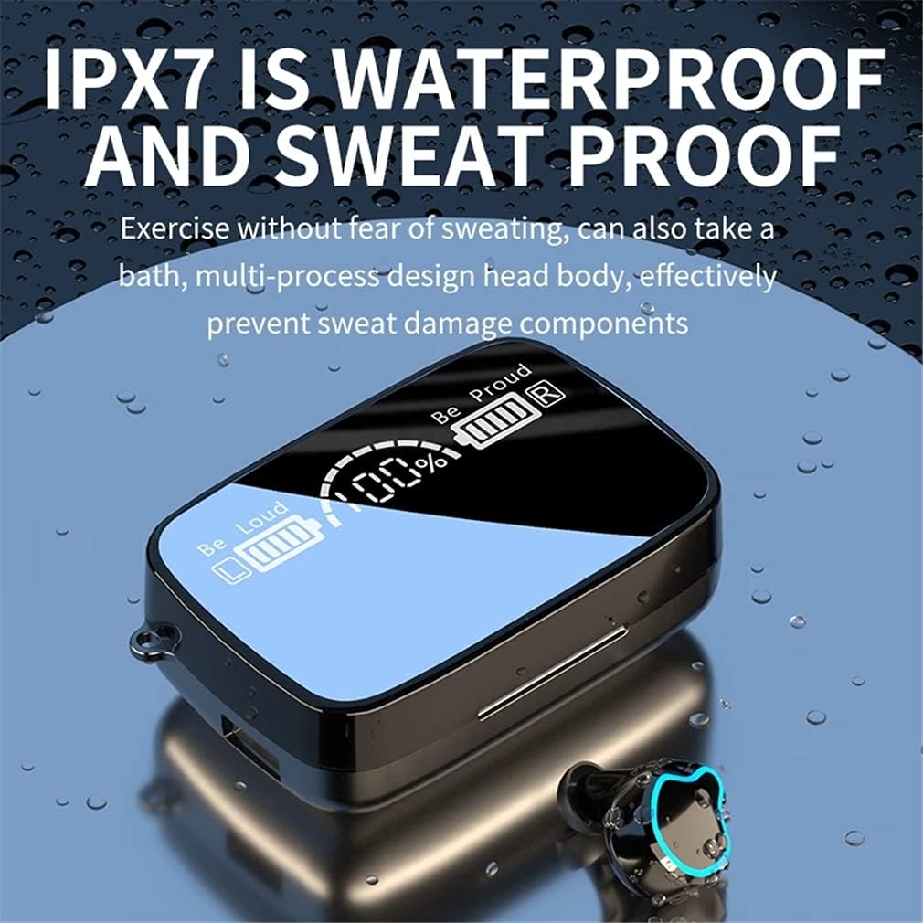 True Wireless in-Ear Earbuds, Bluetooth 5.1 Headphones CVC8.0 Noise Cancelling 3D Touch Control IPX7 Waterproof Headset with 2000Mah Charging Box, Auto Pairing