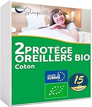 SLEEPZEN Protège Oreiller 50x75cm Absorbant - Lot de 2, Molleton 100% Coton Bio, Protege Oreiller - Housse Oreiller Anti Acariens, Antibactérien et Hypoallergénique - Non Imperméable