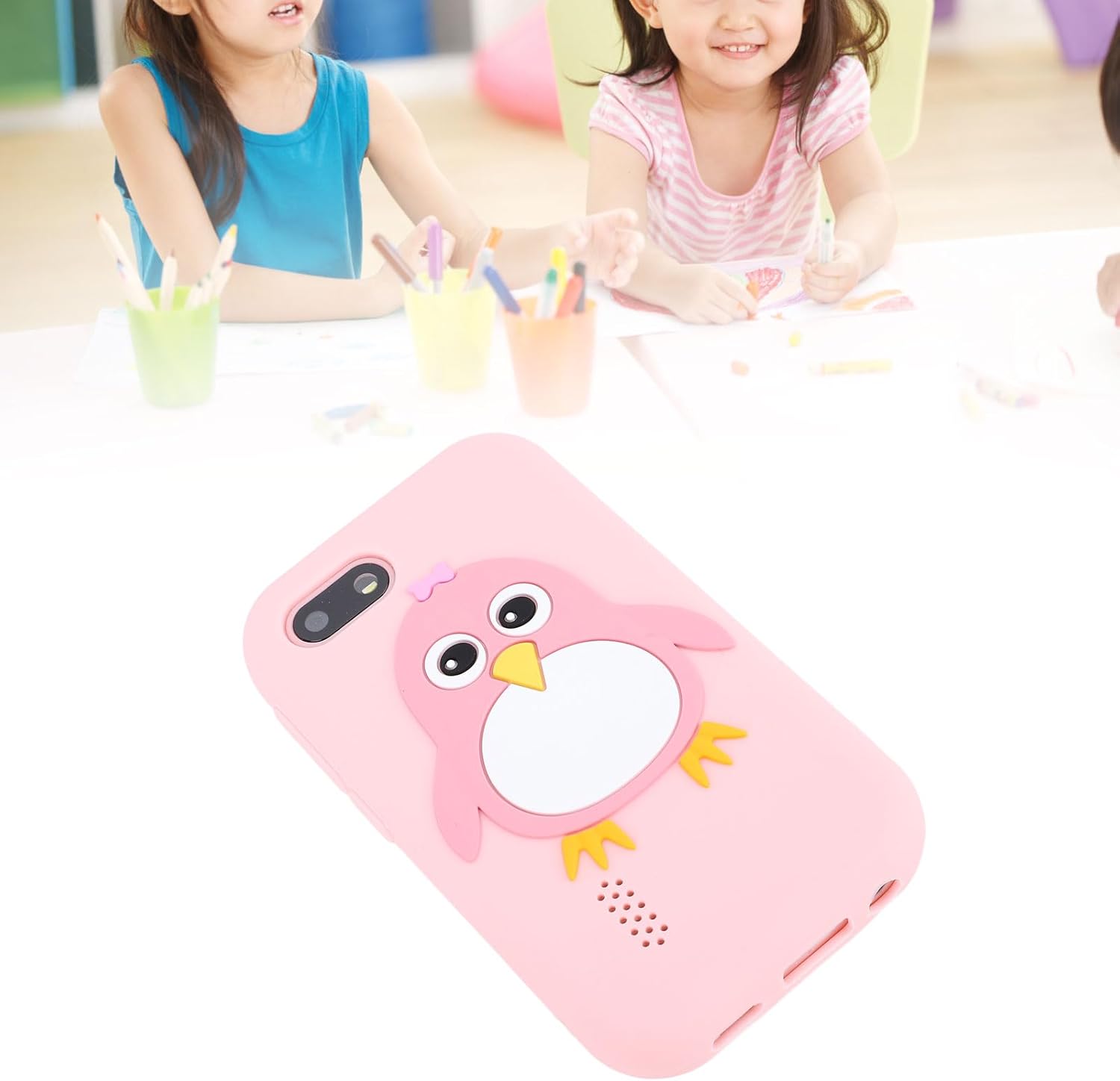 Kids Smart Phone 10MP 1080P Dual Camera HD Touchscreen Drop Safety Children Mobile Phone Cute Animal Pattern Gift ABS Silicone