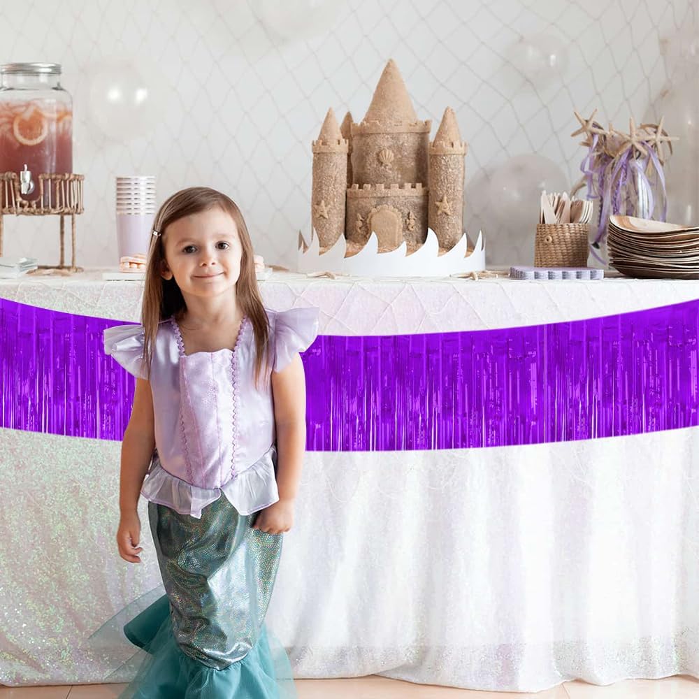 beishida 3 packs 30 feet metallic foil fringe garland tinsel streamers?shiny purple wall hanging tinsel fringe banners for wedding birthday party decoration halloween christmas new year