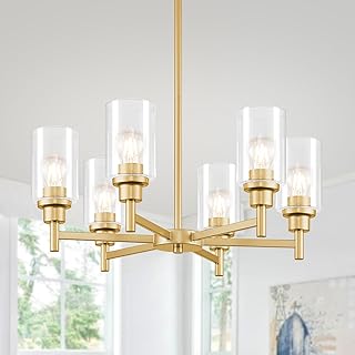 Modern Gold Chandeliers for Dining Room, 6-Light Chandelier Light Fixtur...