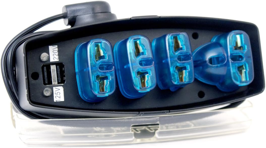 Plug Genie International Travel Adapter and Power Strip Set, Blue