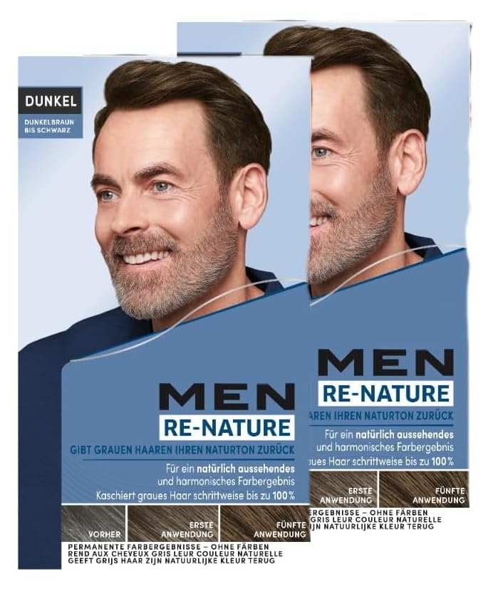 Men Perfect Re-Nature Männer Dunkelbraun bis Schwarz (2x 145 ml) Re-Pigmentierungs-Creme stellt ohne Haare färben die Naturhaarfarbe wieder her und kaschiert schonend graue Haare