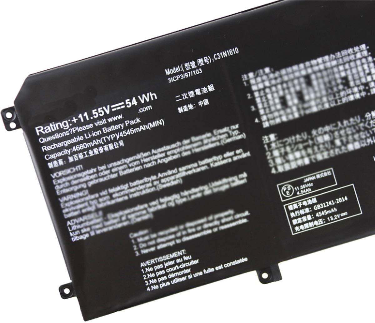 C31N1610 Batteria per laptop | Sostituzione per Asus ZenBook UX330 U3000C UX330CA UX330UA Notebook 0B200-02090 0B200-02090100 [11.55V 54Wh 4545mAh C31N1610 Batteria per laptop | Sostituzione per Asus ZenBook UX330 U3000C UX330CA UX330UA Notebook 0B200-02090 0B200-02090100 [11.55V 54Wh 4545mAh
