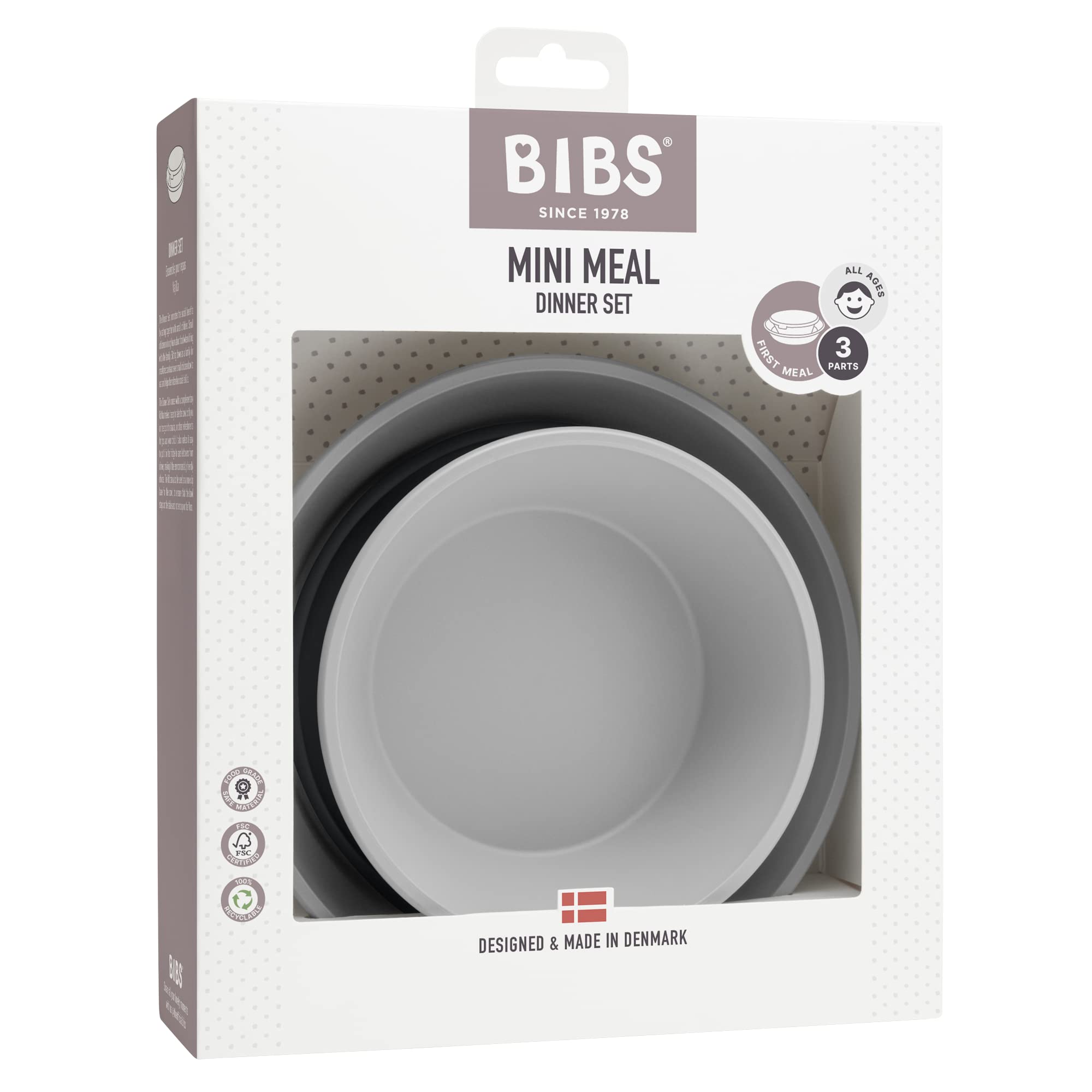 BIBS Dinner plate Set, Cloud/Petrol