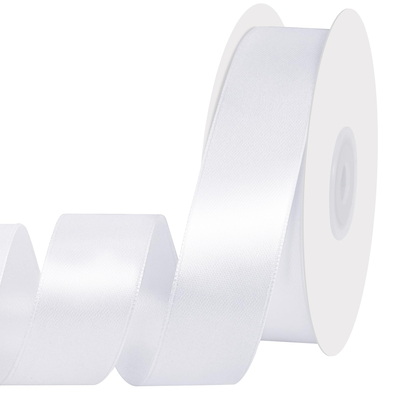 Photo 1 of woric White Satin Ribbon 1 inch 30 Yards Homecoming Mum Ribbon White Bows